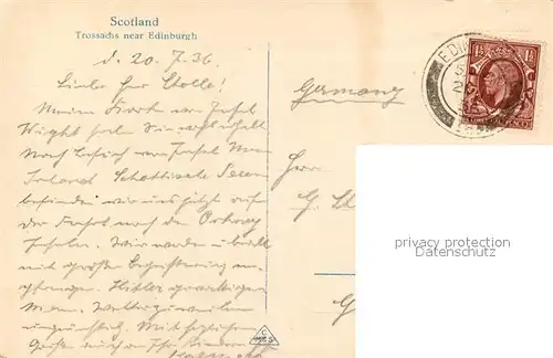 AK / Ansichtskarte Edinburgh Trossachs Edinburgh