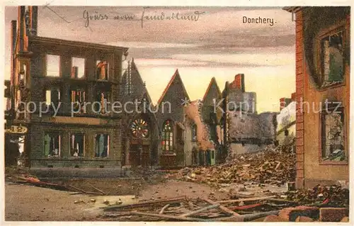 AK / Ansichtskarte Donchery Zerstoerung im WK1 Donchery