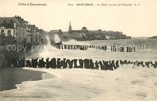 AK / Ansichtskarte Saint Malo_Ille et Vilaine_Bretagne Le Sillon un jour de Tempete Saint Malo_Ille et Vilaine