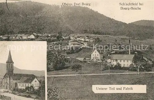 AK / Ansichtskarte Bourg Bruche Oberes Dorf Bourg Kirche Unterer Teil und Fabrik Bourg Bruche