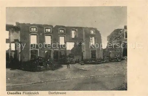 AK / Ansichtskarte Chazelles_Haute Loire Dorfstrasse nach Zerstoerung Chazelles_Haute Loire