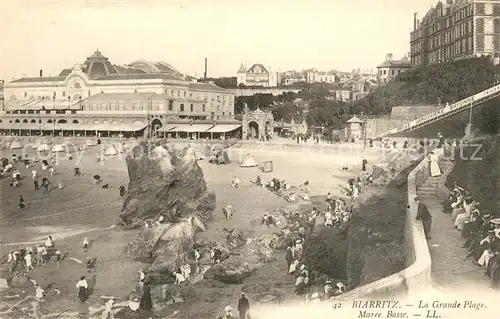 AK / Ansichtskarte Biarritz_Pyrenees_Atlantiques La Grande Plage Maree Basse Biarritz_Pyrenees