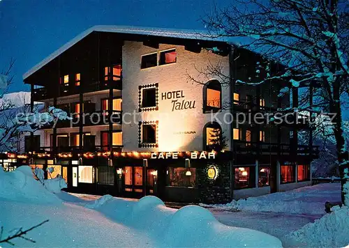AK / Ansichtskarte Buerserberg_Vorarlberg Hotel Taleu Winter Nachtaufnahme Buerserberg Vorarlberg