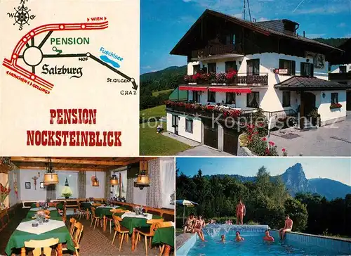 AK / Ansichtskarte Salzburg_Oesterreich Pension Nocksteinblick Schwimmbad Salzburg_Oesterreich