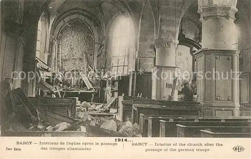 AK / Ansichtskarte Barcy Eglise La Guerre 1914 Ruine Barcy