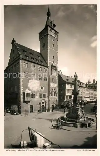 AK / Ansichtskarte Foto_Kellner_Rolf_Nr. 4692 W?rzburg Grafen Eckard Turm Vierr?hrenbrunnen Foto_Kellner_Rolf_Nr.