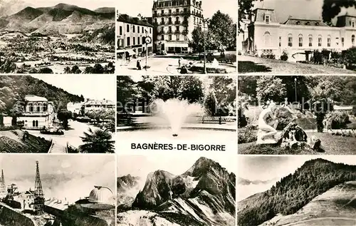 AK / Ansichtskarte Bagneres de Bigorre Vue generale Coustous Casino Esplanade des Thermes Parc Rond Point Pic du Midi Col du Tourmalet et Col d Aspin Bagneres de Bigorre