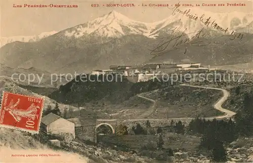 AK / Ansichtskarte Mont Louis Panorama la Citadelle au fond Chaine des Pyrenees Mont Louis