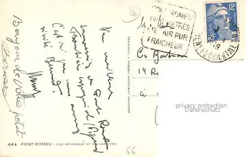 AK / Ansichtskarte Font Romeu Odeillo Via Vue generale et le Carlitte les Pyrenees Font Romeu Odeillo Via