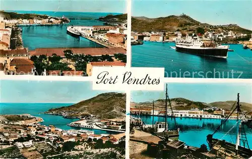 AK / Ansichtskarte Port Vendres Port et Gare Maritime Depart du Courrier Bateaux de Peche Quai Port Vendres