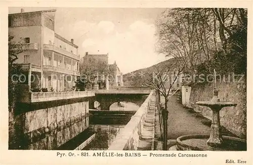 AK / Ansichtskarte Amelie les Bains Palalda Promenade Carcassone Fontaine Amelie les Bains Palalda