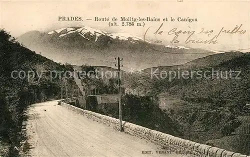 AK / Ansichtskarte Prades_Pyrenees Orientales Route de Molitg les Bains et le Canigou Prades
