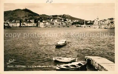 AK / Ansichtskarte Port Vendres Vue de la Ville prise de la Plage Port Vendres