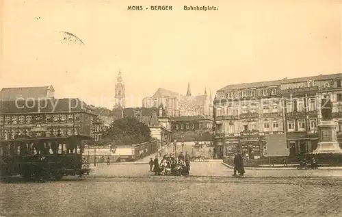 AK / Ansichtskarte Mons_Ales Bahnhofsplatz Mons_Ales