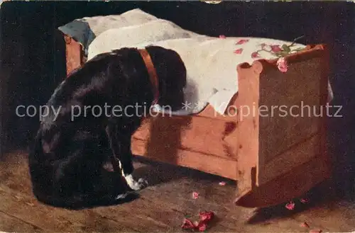 AK / Ansichtskarte Hunde K?nstlerkarte Mosler Trauer  