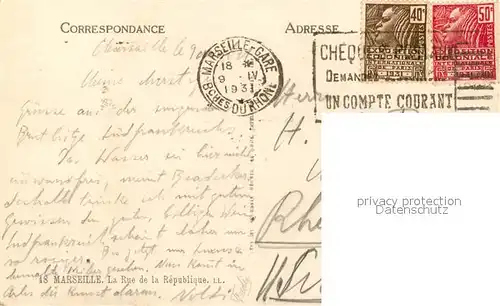 AK / Ansichtskarte Strassenbahn Marseille Rue de la Republique  