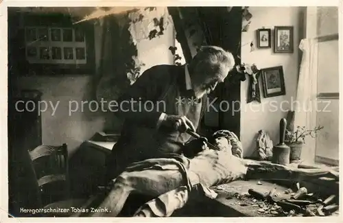 AK / Ansichtskarte Berufe Herrgottschnitzer Tobias Zwink  Berufe