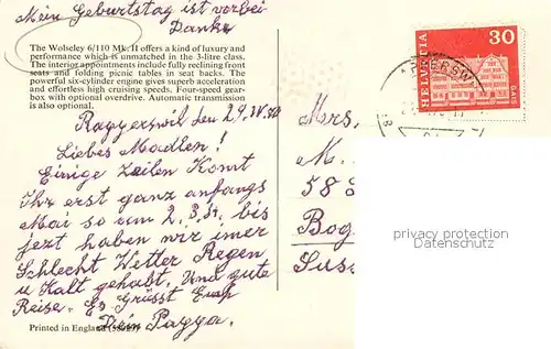 AK / Ansichtskarte Autos Wolseley 6 110 