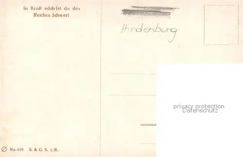 AK / Ansichtskarte Hindenburg Schmied Schwert  