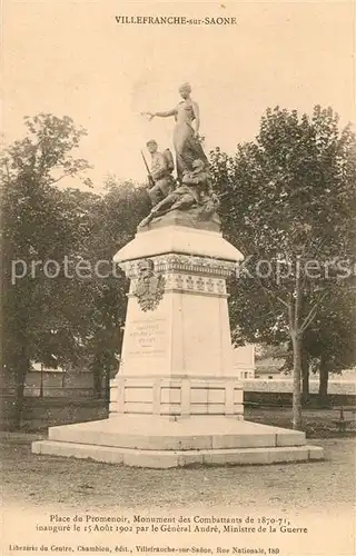 AK / Ansichtskarte Villefranche sur Saone Place du Promenoir Monument des Combattants de 1870 Villefranche sur Saone