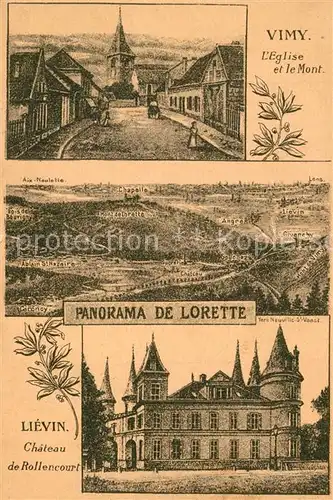 AK / Ansichtskarte Lievin Vimy Eglise et le Mont Chateau de Rollencourt Lievin