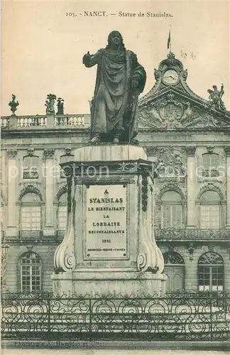 AK / Ansichtskarte Nancy_Lothringen Statue de Stanislas Nancy Lothringen