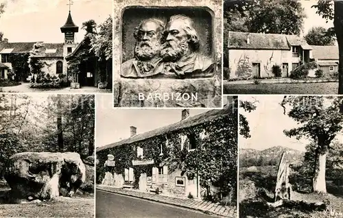 AK / Ansichtskarte Barbizon Chapelle et atelier Rousseau Millet Musee Millet et Ganne Vue sur les gorges dApremont et l elephant Barbizon