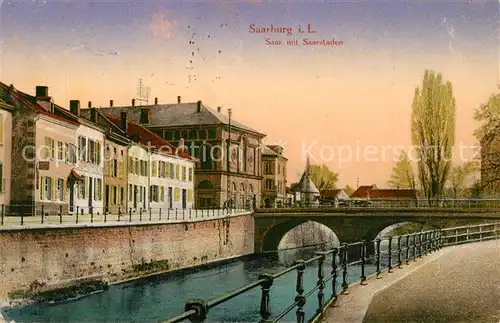 AK / Ansichtskarte Saarburg_Lothringen Saar mit Saarstaden Saarburg Lothringen