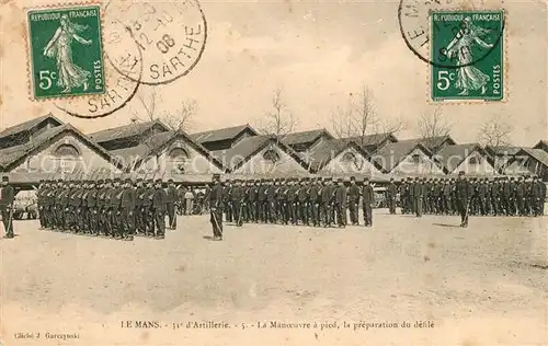 AK / Ansichtskarte Le_Mans_Sarthe 31e Regiment dArtillerie La Manoeuvre a pied la preparation du defile Le_Mans_Sarthe