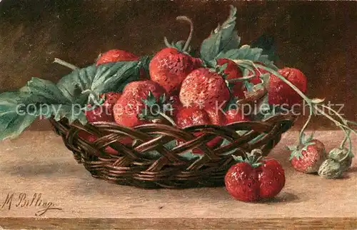 AK / Ansichtskarte Billing_M. Stillleben Erdbeeren  