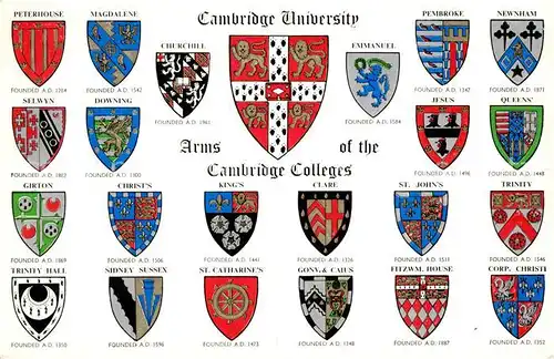 AK / Ansichtskarte Wappen Cambridge University Arms of the Cambridge Colleges  