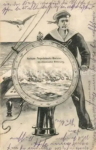 AK / Ansichtskarte Matrosen M?we Steuerrad Hochsee Torpedoboots Division  