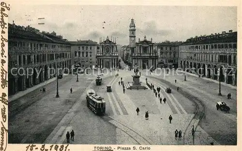 AK / Ansichtskarte Strassenbahn Torino Piazza S. Carlo  