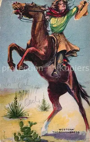 AK / Ansichtskarte Cowboys Cowgirl Western Thoroughbreds K?nstlerkarte 