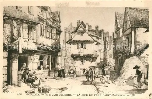 AK / Ansichtskarte Morlaix Rue du Four Saint Mathieu vieilles Maisons K?nstlerkarte Morlaix