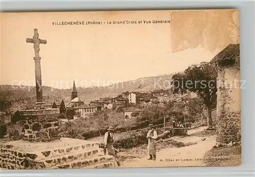 AK / Ansichtskarte Villecheneve La Grande Croix et vue generale Villecheneve