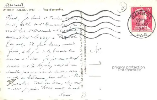 AK / Ansichtskarte Bandol Vue d ensemble le port Cote d Azur Bandol