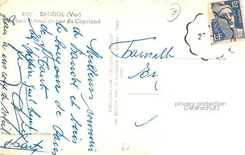 AK / Ansichtskarte Bandol Sous bois et bord de mer du Capeland Bandol