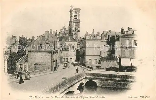 AK / Ansichtskarte Clamecy_Aisne Le Pont de Beuvron et lEglise Saint Martin Clamecy_Aisne
