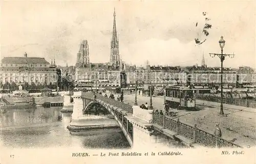 AK / Ansichtskarte Rouen Le Pont Boieldieu et la Cathedrale Rouen