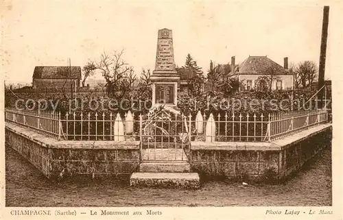 AK / Ansichtskarte Champagne_Sarthe Le Monument aux Morts Champagne Sarthe
