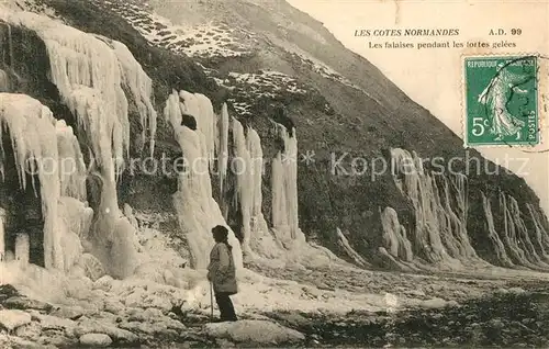 AK / Ansichtskarte Normandie_Region Les Cotes Normandes Les falaises pendant les fortes gelees Normandie Region