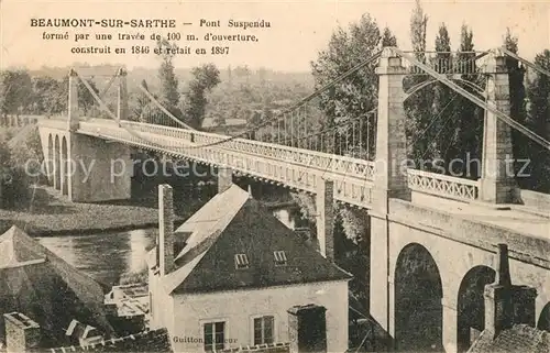 AK / Ansichtskarte Beaumont sur Sarthe Pont Suspendu Beaumont sur Sarthe