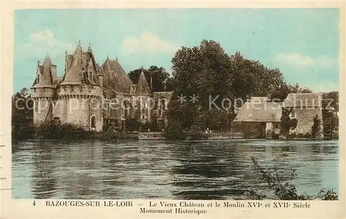 AK / Ansichtskarte Bazouges sur le Loir Chateau et Moulin Monument Historique Bazouges sur le Loir