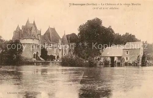 AK / Ansichtskarte Bazouges sur le Loir Chateau et vieux Moulin Bazouges sur le Loir