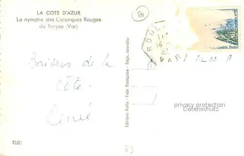AK / Ansichtskarte Le_Trayas La nymphe des Calanques Rouges Cote d Azur Le_Trayas