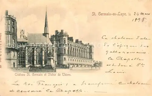 AK / Ansichtskarte Saint Germain en Laye Chateau et Statue de Thiers Saint Germain en Laye