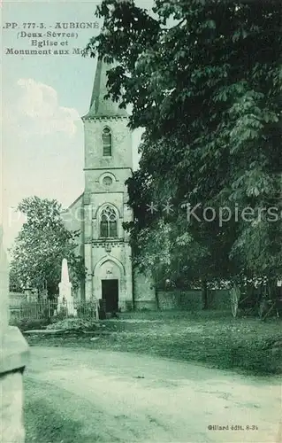 AK / Ansichtskarte Aubigne_Deux Sevres Eglise et Monument aux Morts Aubigne Deux Sevres