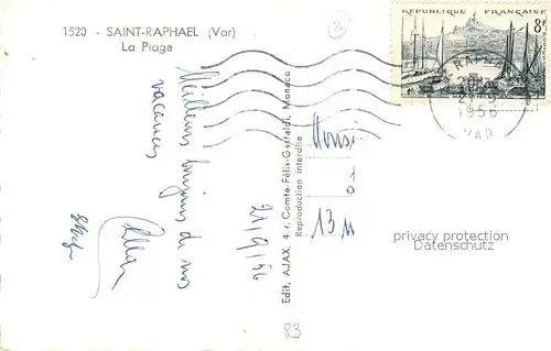 AK / Ansichtskarte Saint Raphael_Var La Plage Cote d Azur Saint Raphael Var