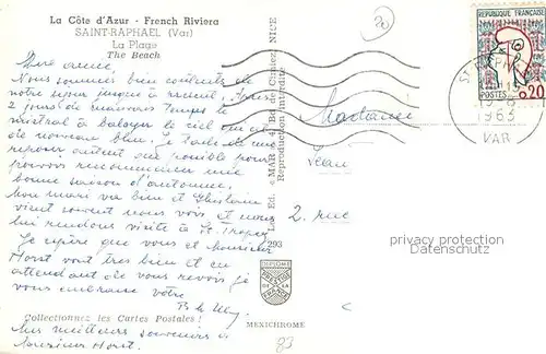AK / Ansichtskarte Saint Raphael_Var La Plage Cote d Azur Saint Raphael Var